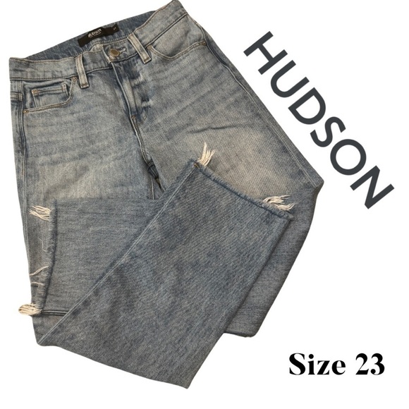 Hudson Los Angeles Stella Mid rise Crop Straight Leg 23 Youth Large Denim Jeans - Picture 1 of 9